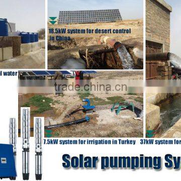 Deep well irrigation solar water pumping system with submersible pump