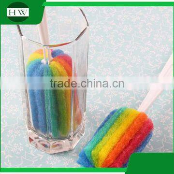 Kitchen Rainbow Plastic Sponge Long Handle Hanging Tableware Water Cup Bottle Clean Cleaning Brush photo-4