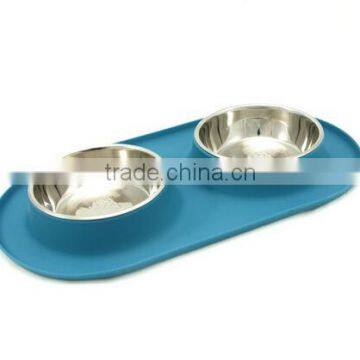 Medium Stainless Steel Double Dog Feeder With Non-Slip Silicone Base photo-5