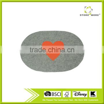 Store More Heart Thick Round Oval Grey Felt Placemats