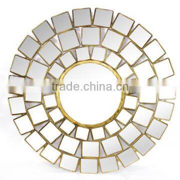 Golden Metal Round Decorative Wall Mirror