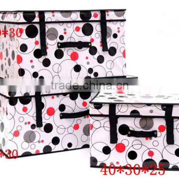 N486 Good Quality Custom Printed Non Woven Coated Water Proof Foldable Storage Box Polka Dot Bin