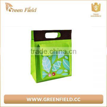 Green Felt recycled Lunch bag Picnic Cooler bag
