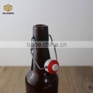 Hermetic Brown Color Glass Material Bottle , Glass Beverage Bottle With Clip Top photo-4