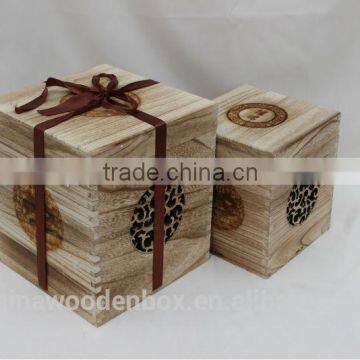 customized engraved wood tea box for wholesale