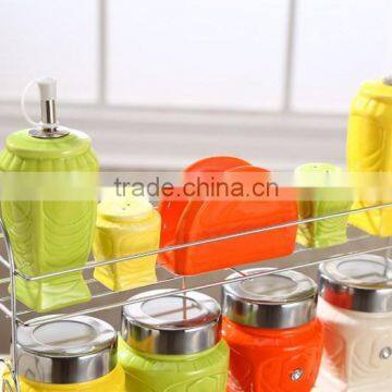 Colour Ceramic Canister Set With Stainless Metal Stand photo-6