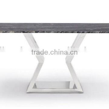 Modern Dining Table with Marble Top and Chrome Base