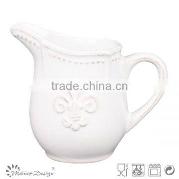 Hot Selling Delicate Emboss Stoneware Houseware Ceramic Pitcher photo-2