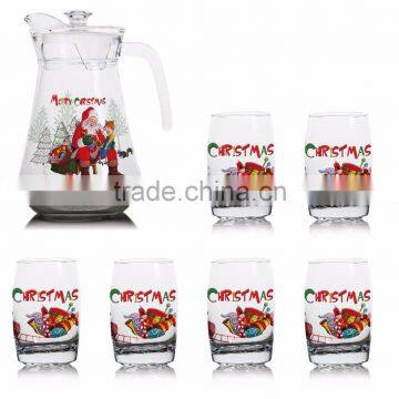 1300ml 1400ml halloween christmas fruit color printing jug and 6pcs cups set