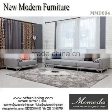 contemporary grey italian leather sofa set with adjustable headrest