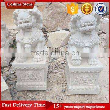 Chinese White Marble Foo Dog Statues photo-4