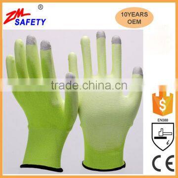 15 gauge Polyester PU Hand Phone Touch Screen Gloves