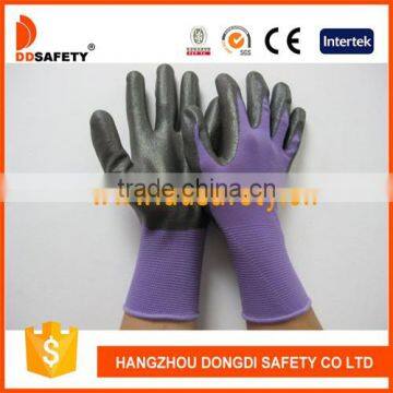 DDSAFETY 2017 Hot Sale Black Nitrile Coating Gloves Safety Gloves