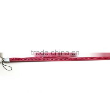 Fuchsia Promotion Gift PU Leather Lanyard with Crystal Gem Lanyard, Swivel Snap Hooks, Key ring accembly, Acrylic Gem Key chain