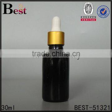 30ml essential oil fragrance perfume empty black glass bottle wholesale free sample aluminum dropper cosmetic packaging