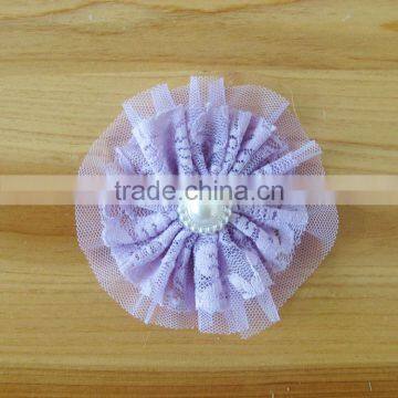 Lace Flower With Pearl Bead in Center for Kids Hair Accessories photo-2
