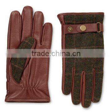 Checked Flannel And Leather Gloves