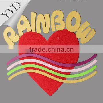 Rainbow hotfix flock heat transfer design iron on garment