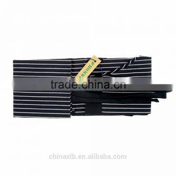 Adjustable Bib Apron With Pockets - Extra Long Ties, Commercial Grade, Unisex - Black/White Pinstripe photo-3