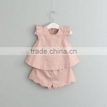 2017 Girls Summer Trendy Cool Suit Designs Pure Colour Boutique Girl Clothing Set photo-3