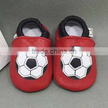 New Design Red Football Decoration Sheepskin Infant Leather Shoes photo-2