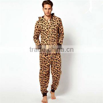 PA0005A adult leopard print wholesale adult onesie pajamas