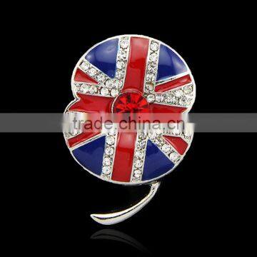 2016Hot Sale National flag Brooch Rithstone England National flag Brooch pin for patriotic jewelry wholesale