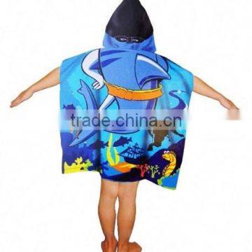 Adults and Childrens Hooded Poncho Beach Robe Towelling Velour Printing photo-3