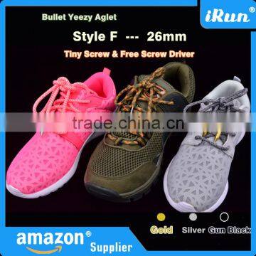 (MOQ:100pcs) Round Metallic Bullet Aglet Shoelaces - High Quality Zinc-alloy ( AZO FREE, NICKEL FREE ) Shoe Lace Bullet Aglets photo-5