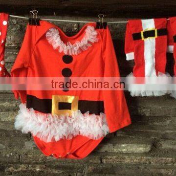 2014 new chirstmas baby girls santa cluas cotton rompers