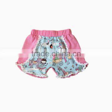 Kids Girls Clothing Wholesale From Turkey Children New Style Print Lace Ruffle Shorts photo-3