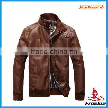 Design men red genuine leather jacket men