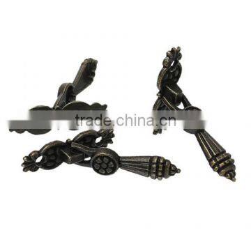 Antique Bronze Flower Jewelry Wooden Box Pull Handle Drawer Knobs photo-2