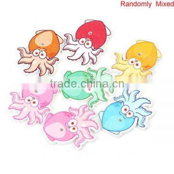 Wood Sewing Buttons Scrapbooking 2 Holes Octopus At Random photo-3