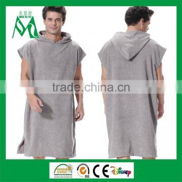 Cotton thermal adults bath poncho towel with short sleeves