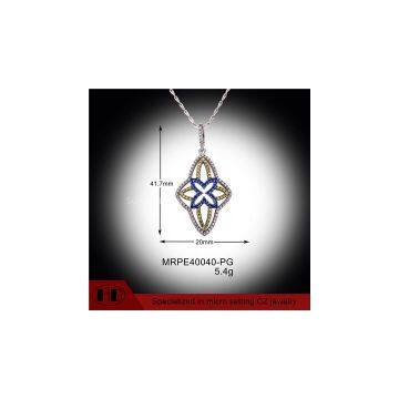 Beautiful Micro Pave Silver Plated Clover Popular Silver Pendant