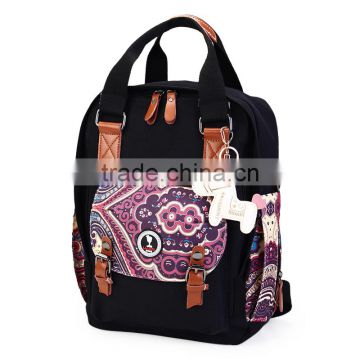 Boho printed mother shoulder red color diaper bag