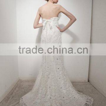 Wedding Gowns 2017 Bridal Dress Shoulder Belt Chiffon Sleeveless Elegant Prom Wedding Gowns Mermaid Lace Wedding Dress AS307 photo-3