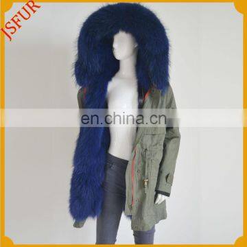 Jsfur Wholesale Parka Coats Ladies Raccoon Collar Fur Lining Jacket