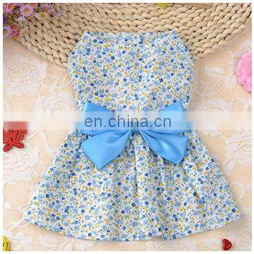 Fashion Beautiful Pink Blue Flower Bowknot Pet Puppy Apparel Small Dog Cat Clothes Wedding Dress Summer Dress S-XL photo-5
