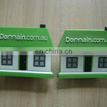 3D green house design with custom logo rubber fridge magnet