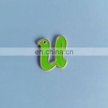 soft enamel letter u metal charm tag, custom letter metal pendant