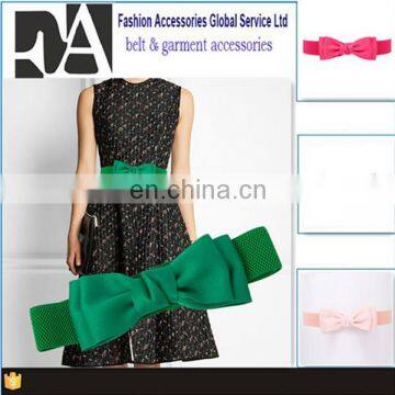 BT0627 Wholesale Green Candy Color New Fashion Bow Elastic Women Belt Nylon Waist Belt for Ladies Dresses