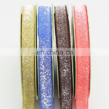 Hot Sale 3/8" Frosted Glitter Metallic Elastic Velvet Ribbon
