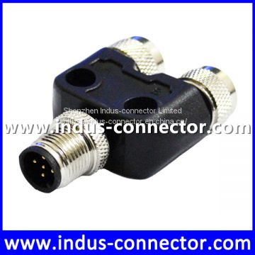 B code 5 pin male to female t connector ip67 ip68 protection class shielded