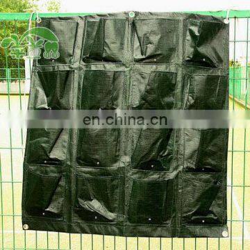 heavy duty dark green 16 pockets home living font bag garden bag,60 pcs lot vertical font bag