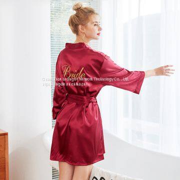 Nightgown Wedding Makeup Gown Embroidery Bride Cardigan Gown Bride Bridesmaid Morning Gown photo-3