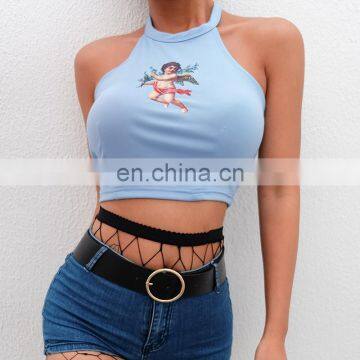 WholeSales Customized  Women Halter Mini Tank Tops Ladies Sleeveless Sling Vest Women Blouses Clothing