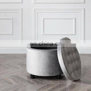 Reatai Modern Round Velvet Foot Stool Storage Chair Bedroom Ottoman Stool Sofa With Storage
