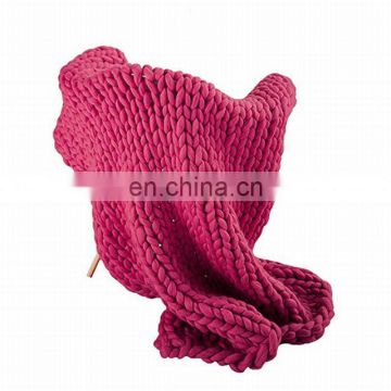 Alibaba free samples Wholesale 100% acrylic Thick Yarn Camel Chunky Handmade Knit 100% acrylic Wool Blanket